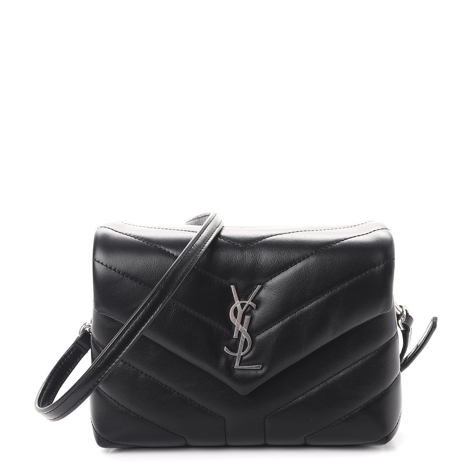Saint Laurent Calfskin Y Quilted Monogram Toy Loulou Crossbody Bag Black 1 of 9
