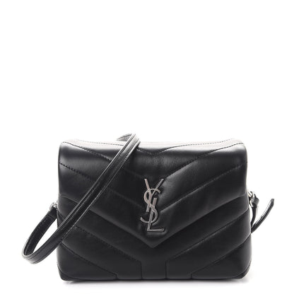 Saint Laurent Calfskin Y Quilted Monogram Toy Loulou Crossbody Bag Black 1 of 9