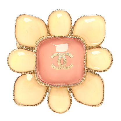Chanel Gripoix CC Brooch Gold White Pink 1 of 3