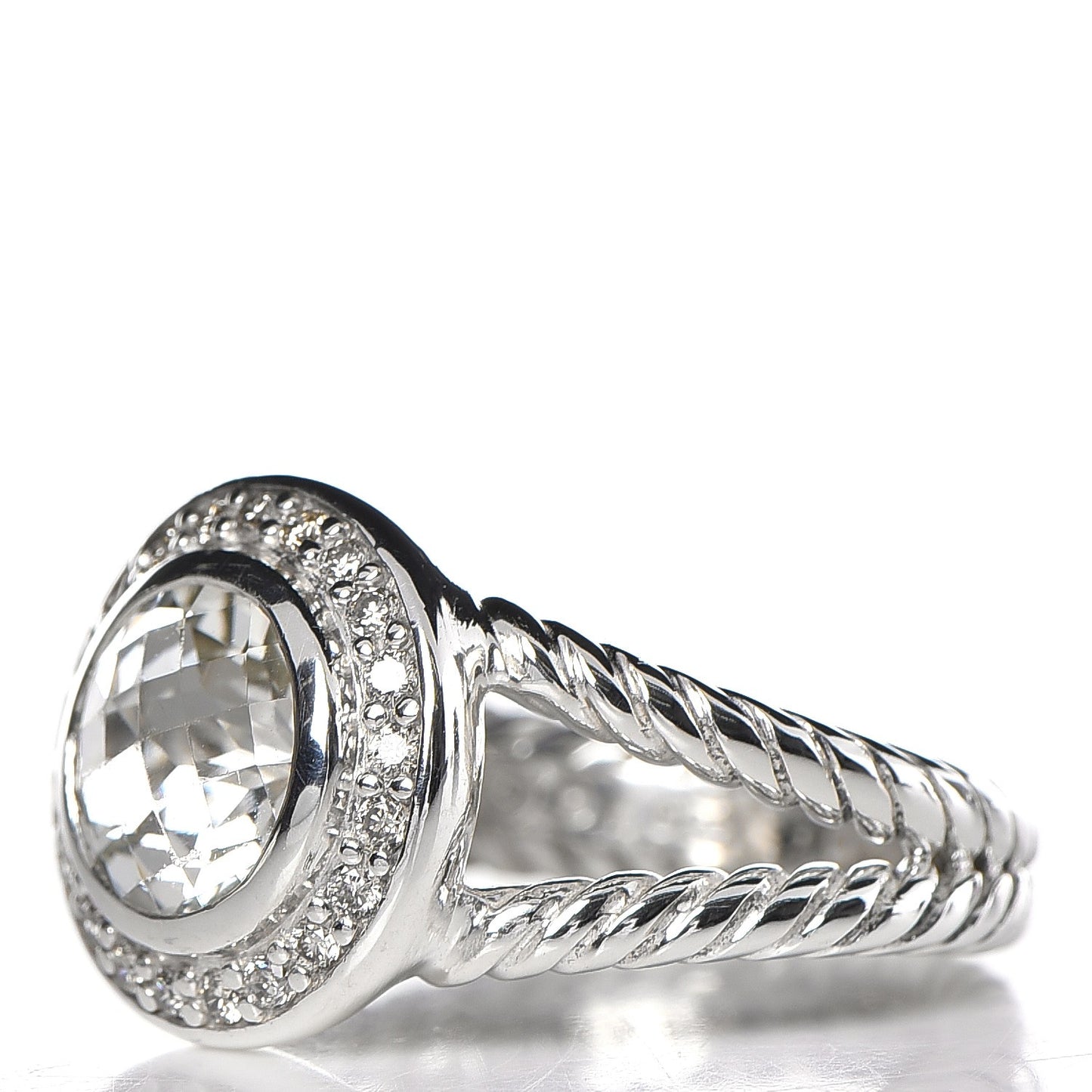 Sterling Silver Diamond Prasiolite 8mm Petite Cerise Ring 52 6