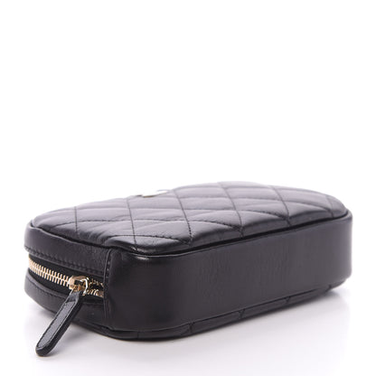 Chanel Lambskin Quilted Small Curvy Pouch Cosmetic Case Black 4 of 10