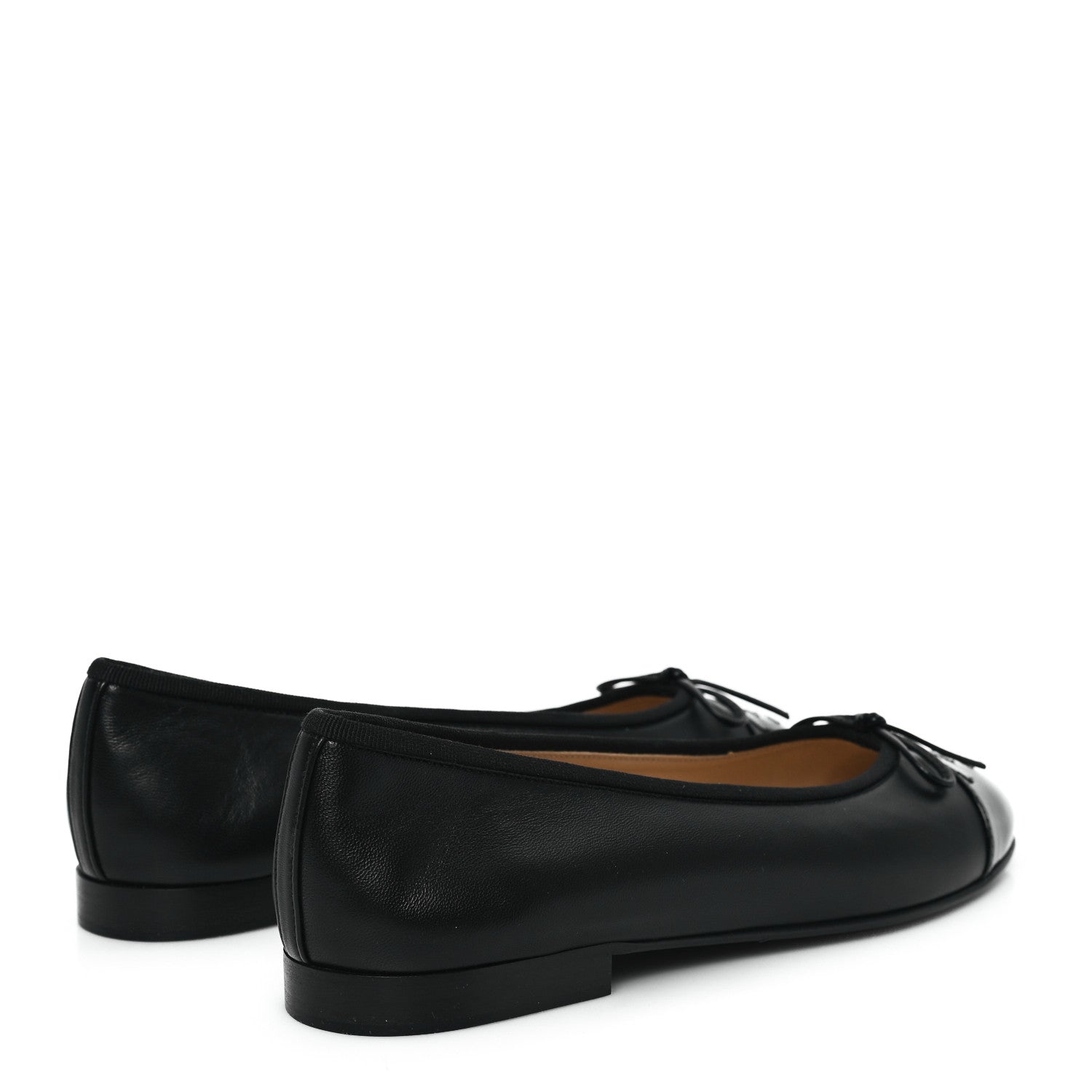 Chanel Lambskin Patent Cap Toe Ballerina Flats 38.5 Black 4 of 9