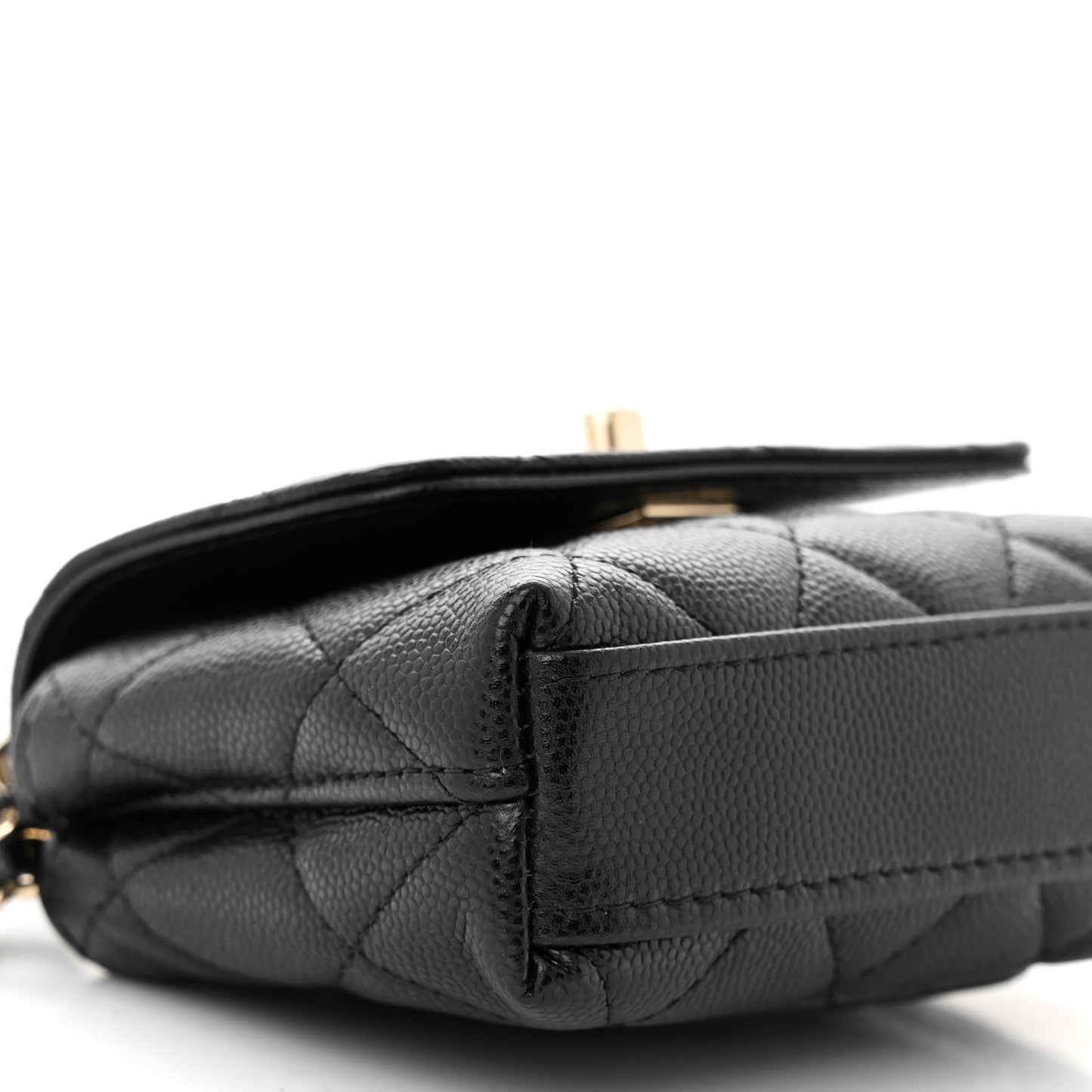 Caviar Quilted Nano Coco Handle Clutch With Chain Black