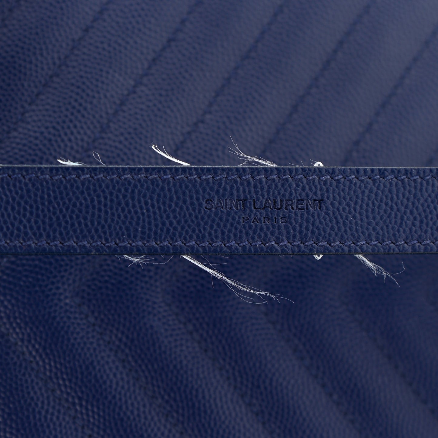 Grain De Poudre Matelasse Chevron Large Monogram Satchel Navy Blue