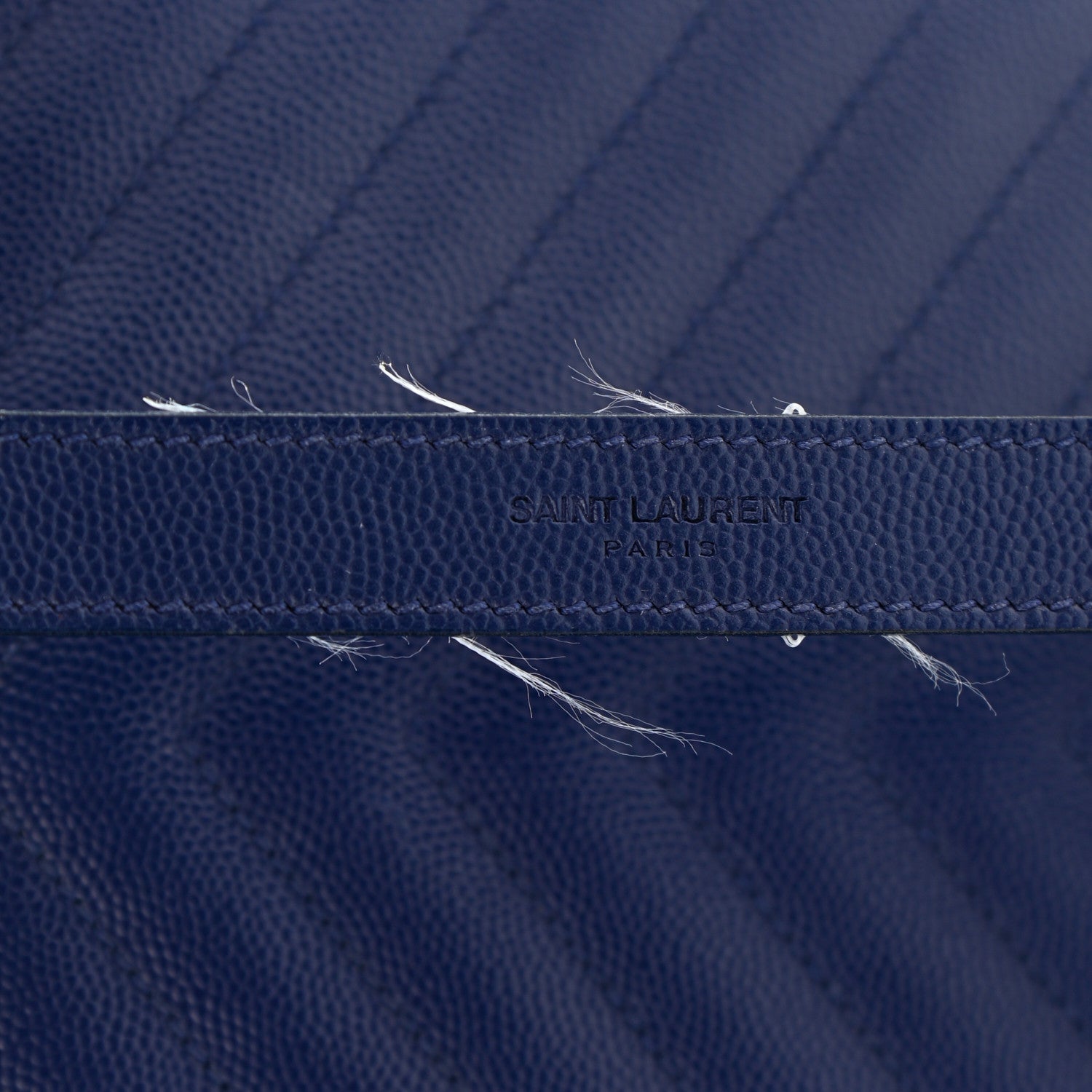 Saint Laurent Grain De Poudre Matelasse Chevron Large Monogram Satchel Navy Blue 11 of 14