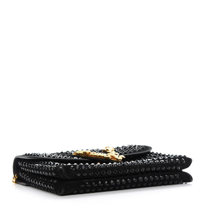 Versace Suede Studded Virtus Chain Clutch Black 4 of 9