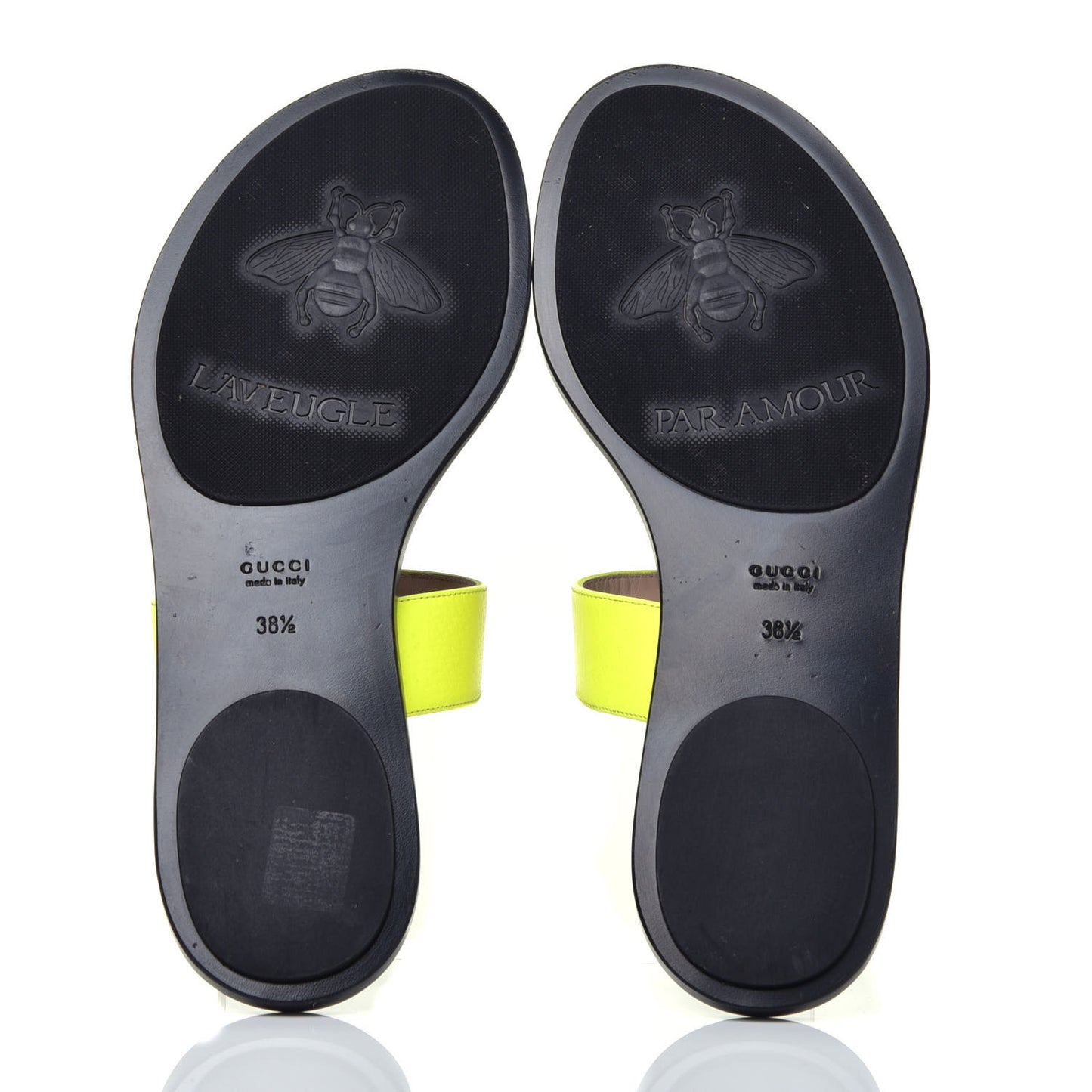 Calfskin GG Marmont Thong Sandals 38.5 Yellow Fluo