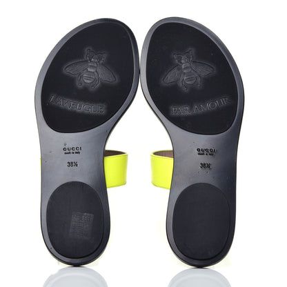 Gucci Calfskin GG Marmont Thong Sandals 38.5 Yellow Fluo 5 of 8