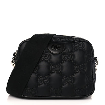 Gucci Nylon Calfskin Enamel GG Matelasse Shoulder Bag Black 1 of 9