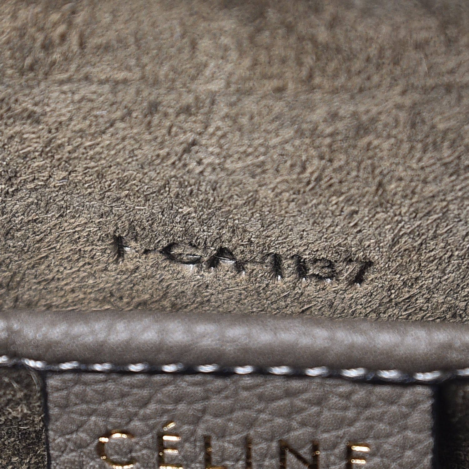 Celine Drummed Calfskin Nano Luggage Stone 9 of 9