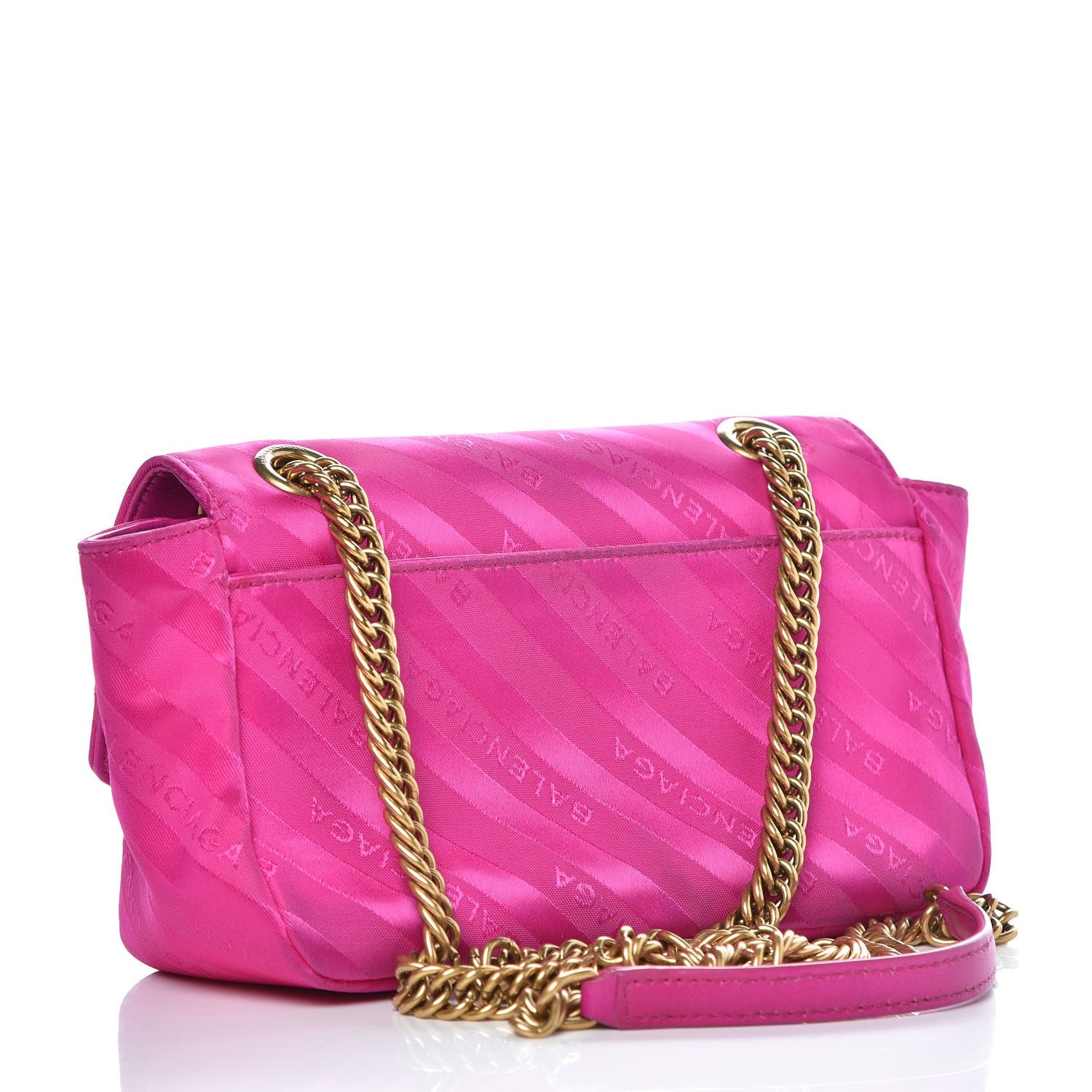Balenciaga Nylon Jacquard Diagonal Logo S BB Round Shoulder Bag Rose Magenta 3 of 15