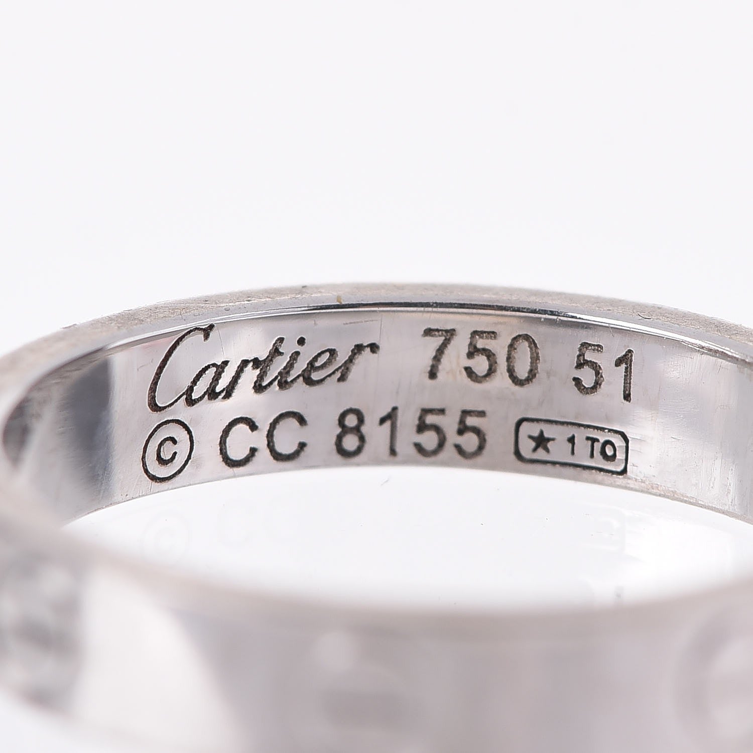 Cartier 18K White Gold 3.5mm LOVE Wedding Band Ring 51 5.75 7 of 7