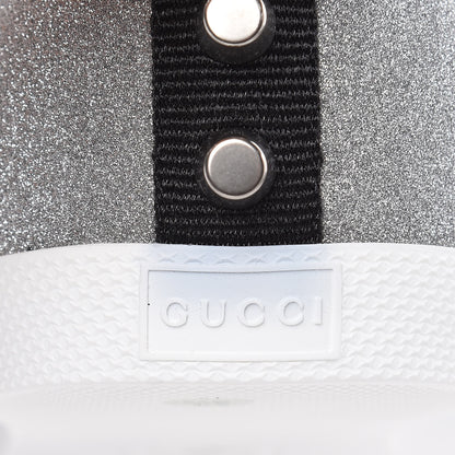 Gucci Glitter Fabric Studded Web Mens Sneakers 8.5 Silver 8 of 10