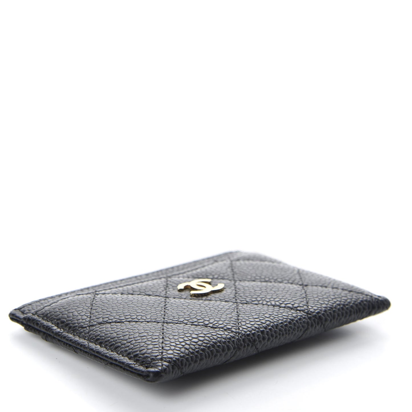 Caviar Quilted Card Holder Black