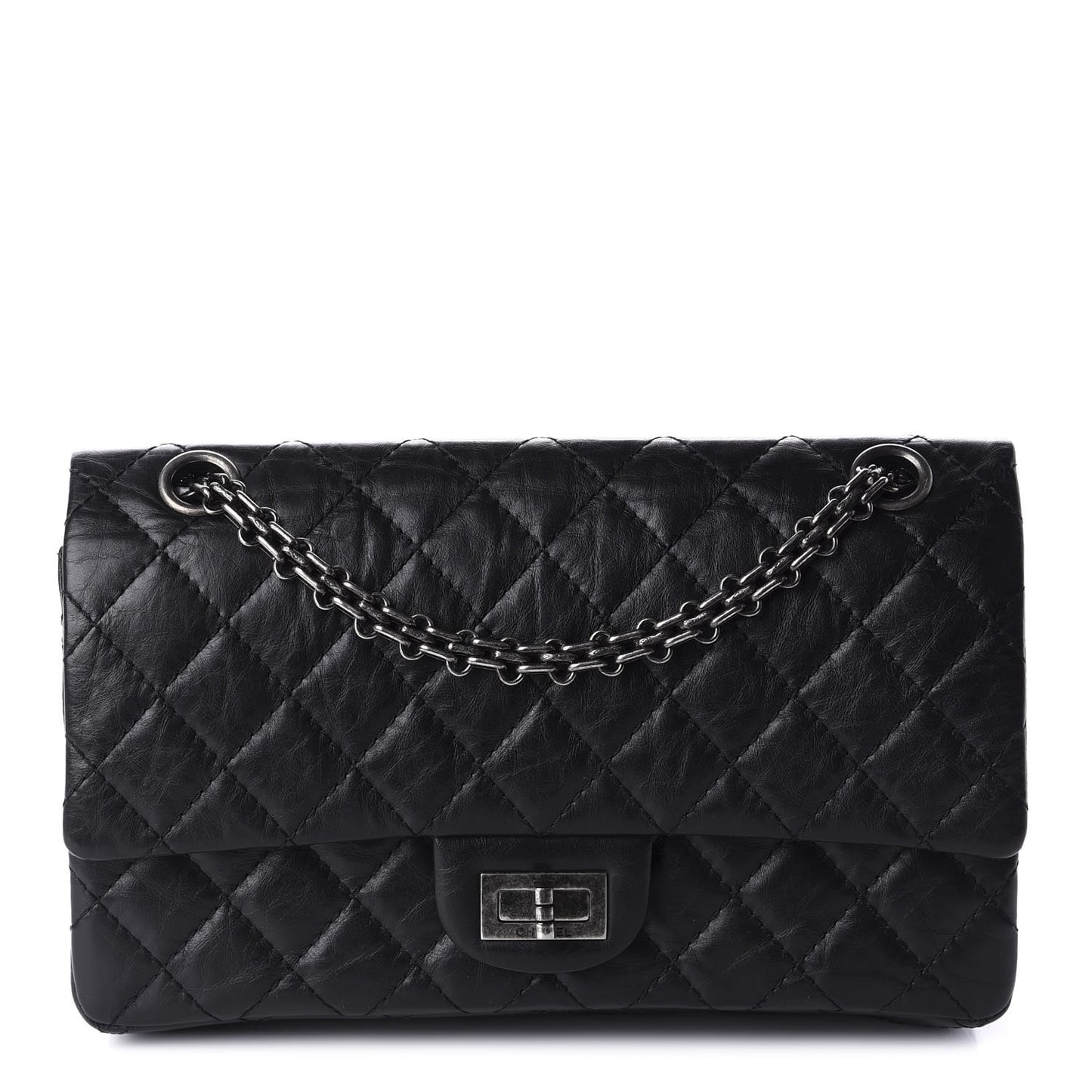 Aged Calfskin Quilted 2.55 Reissue 225 Flap Black