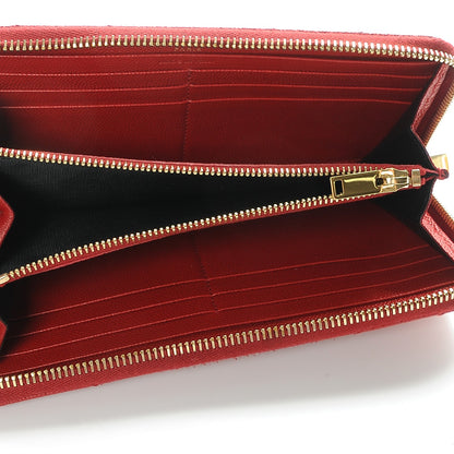 Saint Laurent Grain De Poudre Matelasse Chevron Monogram Zip Around Wallet Red 5 of 7