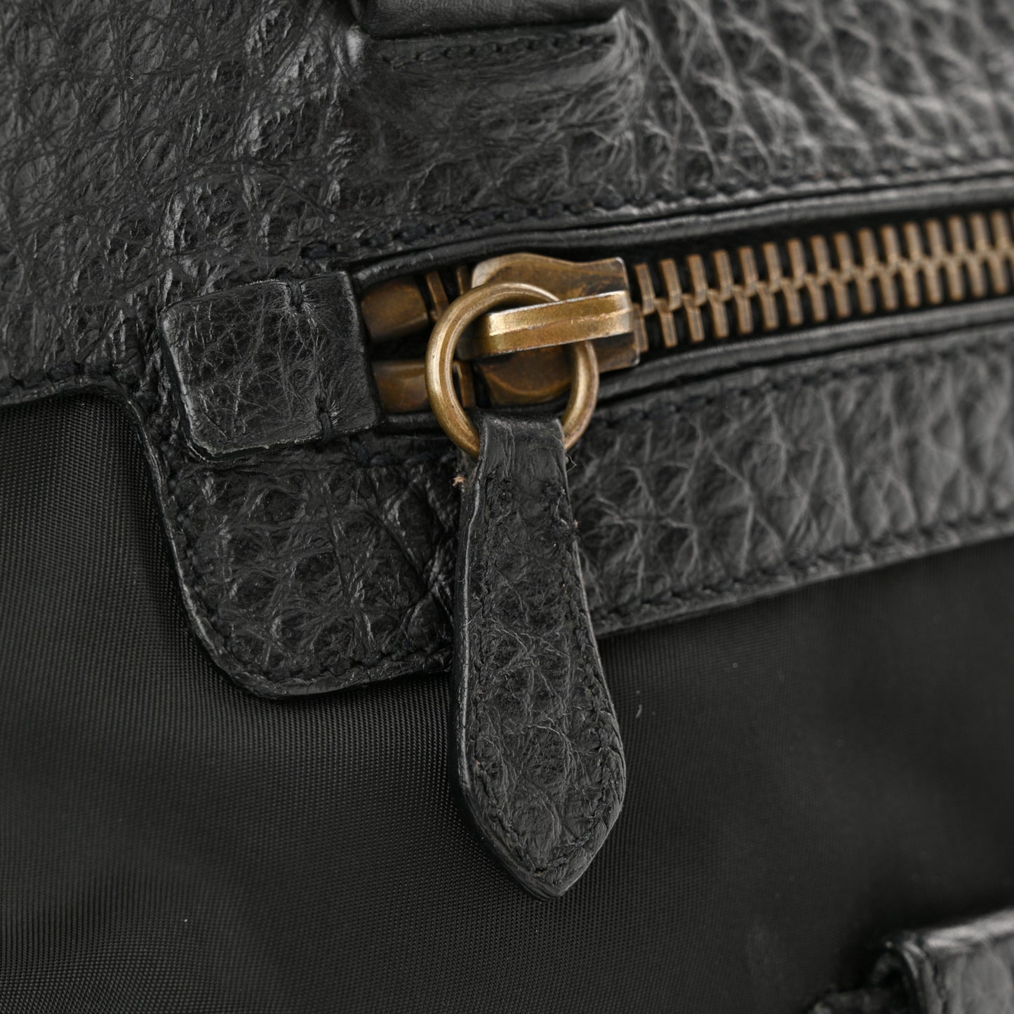 Tessuto Nylon Vitello Daino Flat Shoulder Bag Black