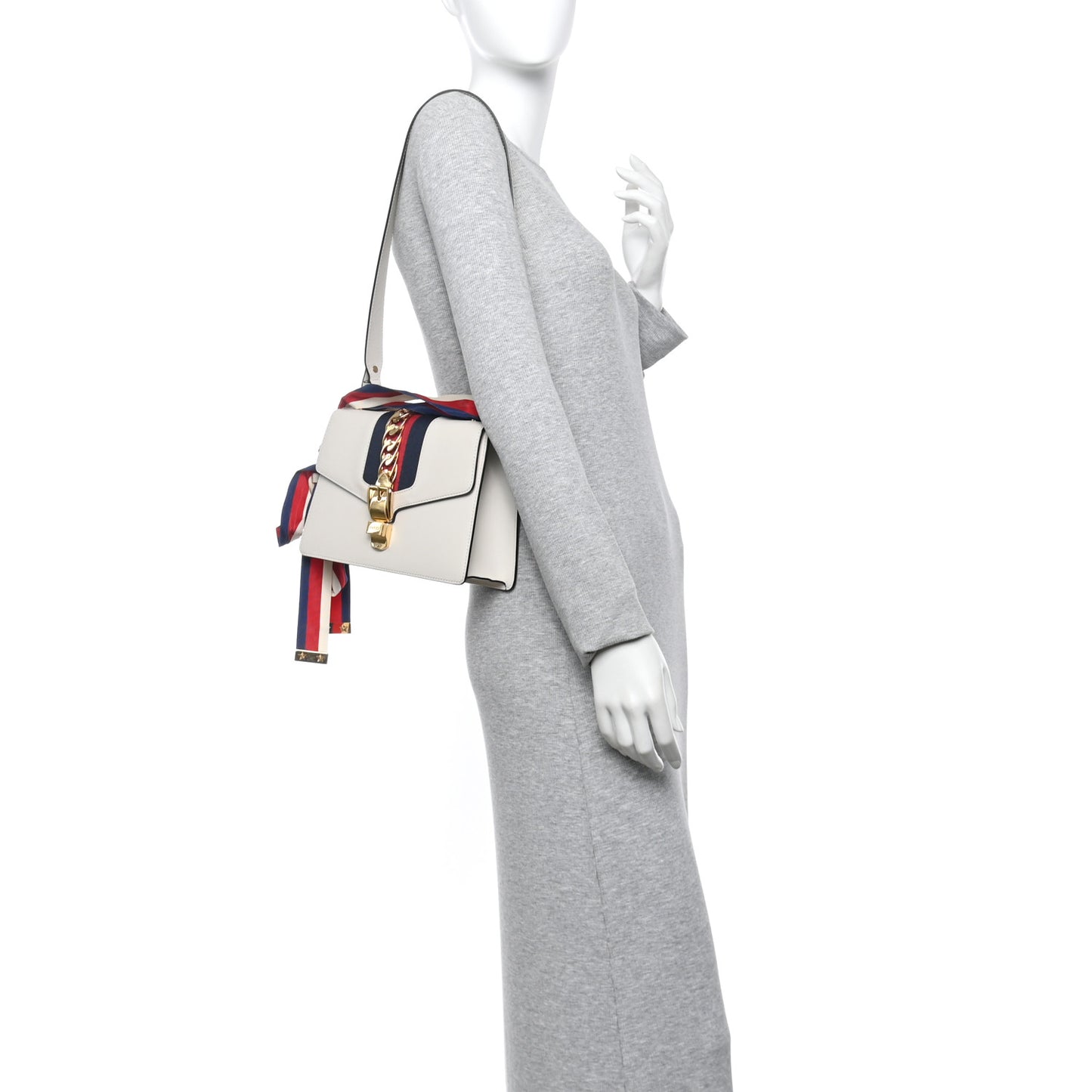 Calfskin Small Sylvie Shoulder Bag Off White