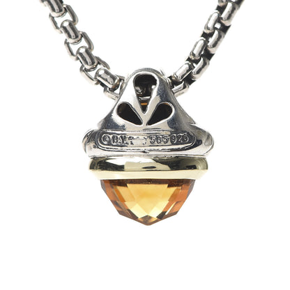 David Yurman Sterling Silver 14K Yellow Gold Citrine Acorn Pendant Necklace 6 of 6