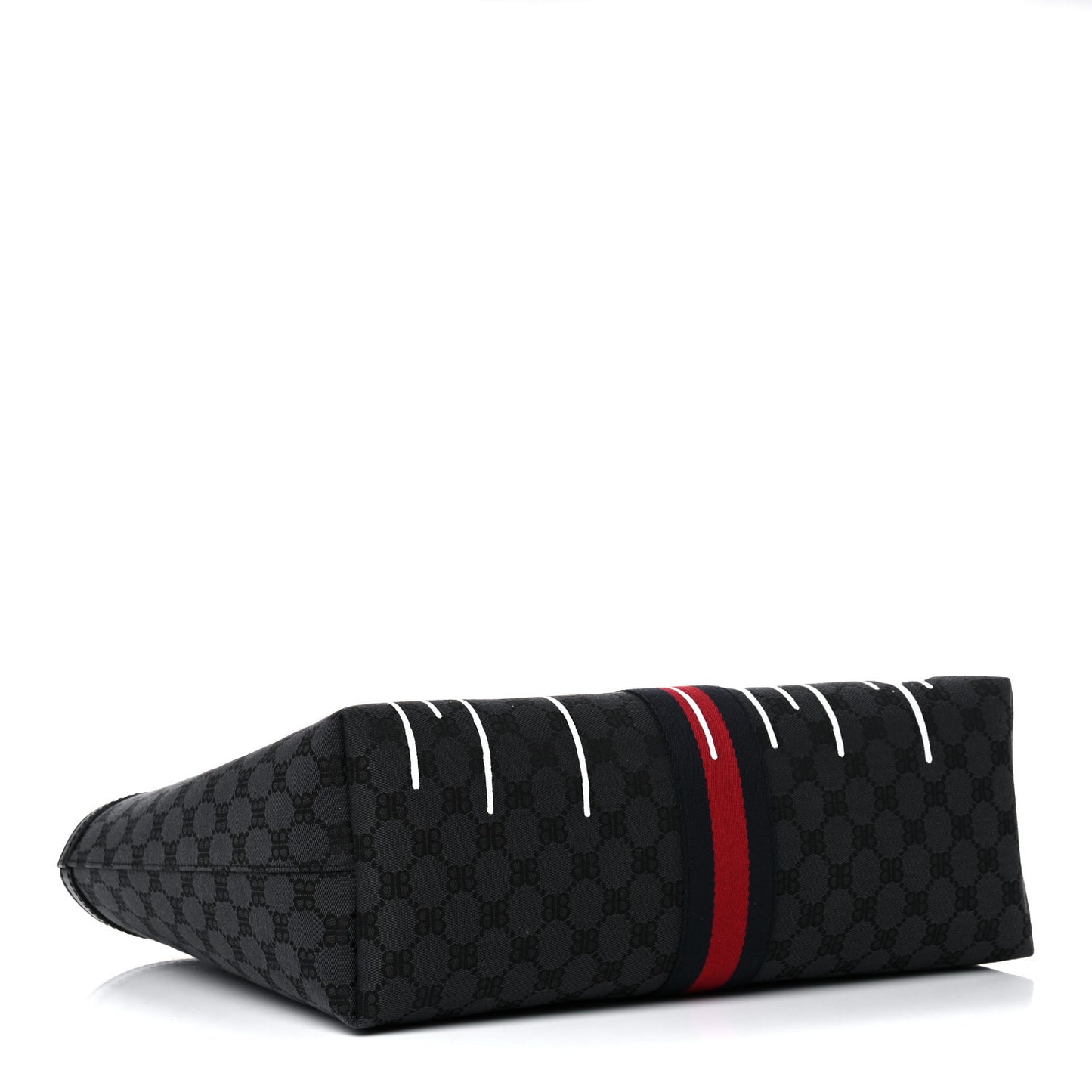 X BALENCIAGA BB Monogram Web Graffiti Medium Ophidia Shopping Tote Black