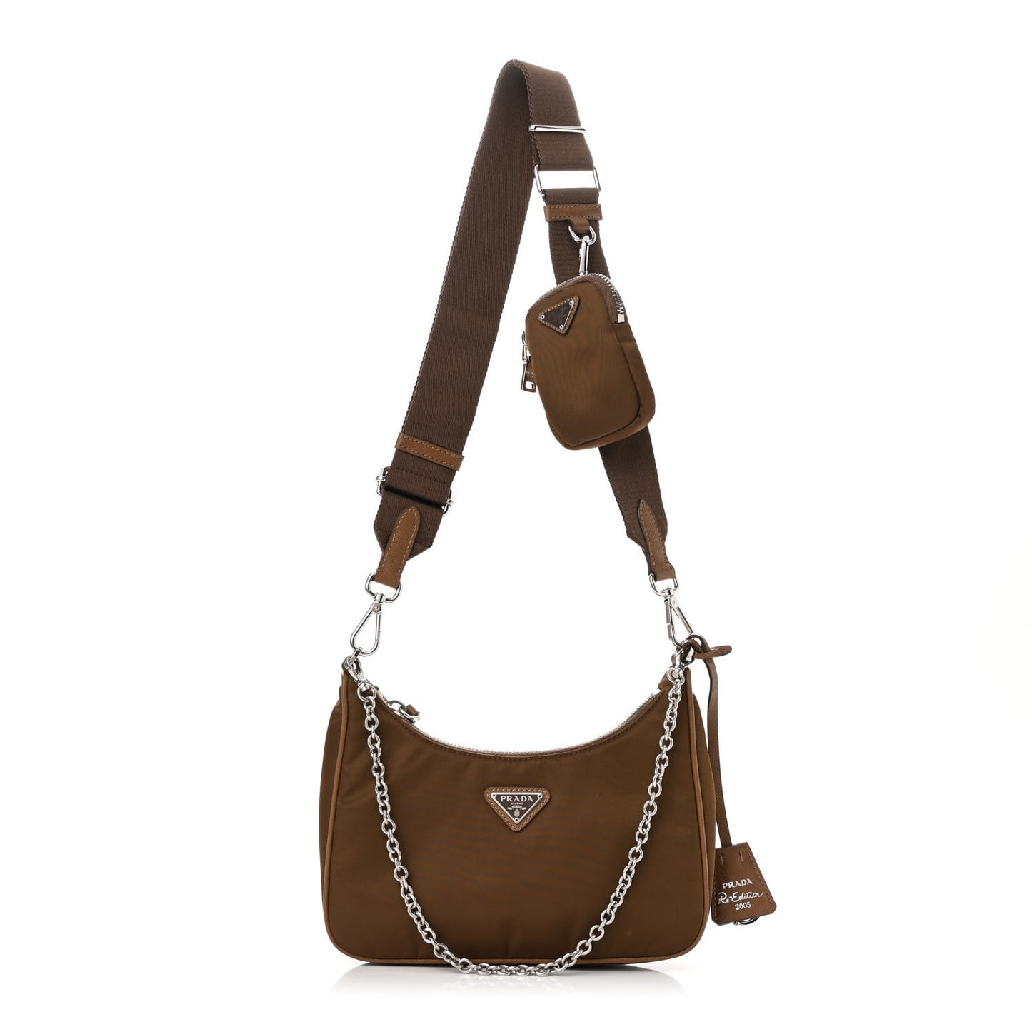 Tessuto Nylon Saffiano Re-Edition 2005 Shoulder Bag Cacao