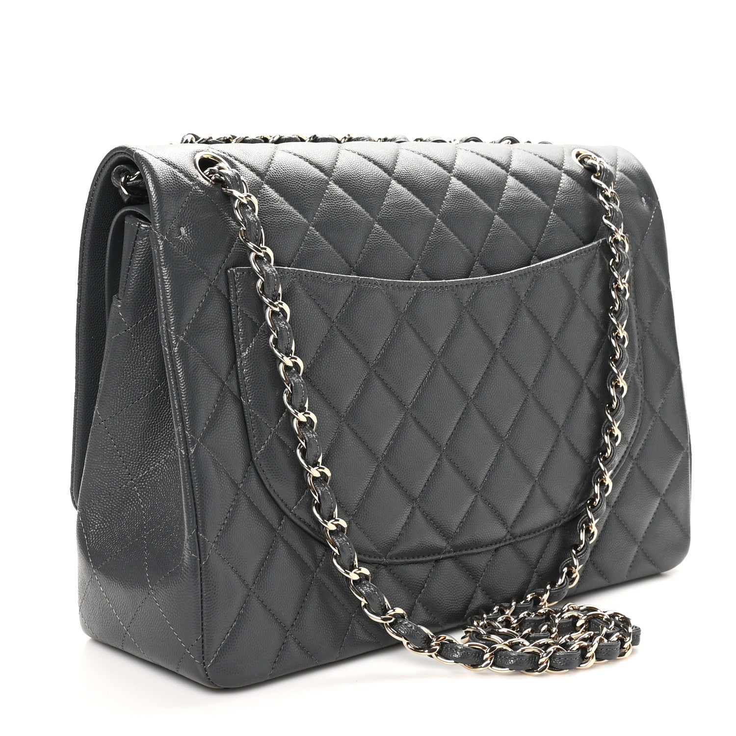 Chanel Caviar Quilted Maxi Double Flap Dark Grey 3 of 10