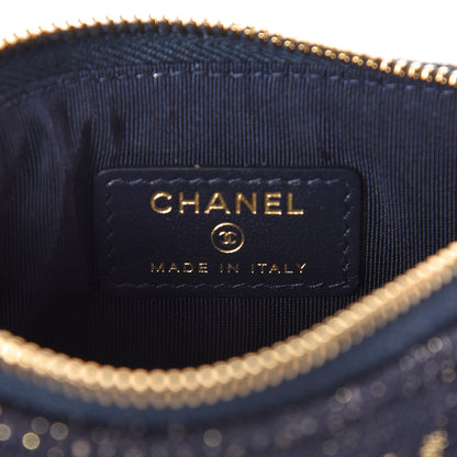 Chanel Lurex Canvas Deauville Cosmetic Pouch Navy Blue Gold 6 of 8