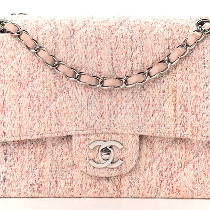 Chanel Tweed Quilted Medium Double Flap Pink Multicolor 8 of 14