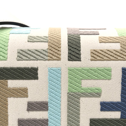 Fendi Canvas Vitello Seta FF Multicolor Embroidered Baguette Grezzo Multicolor Latte 8 of 10