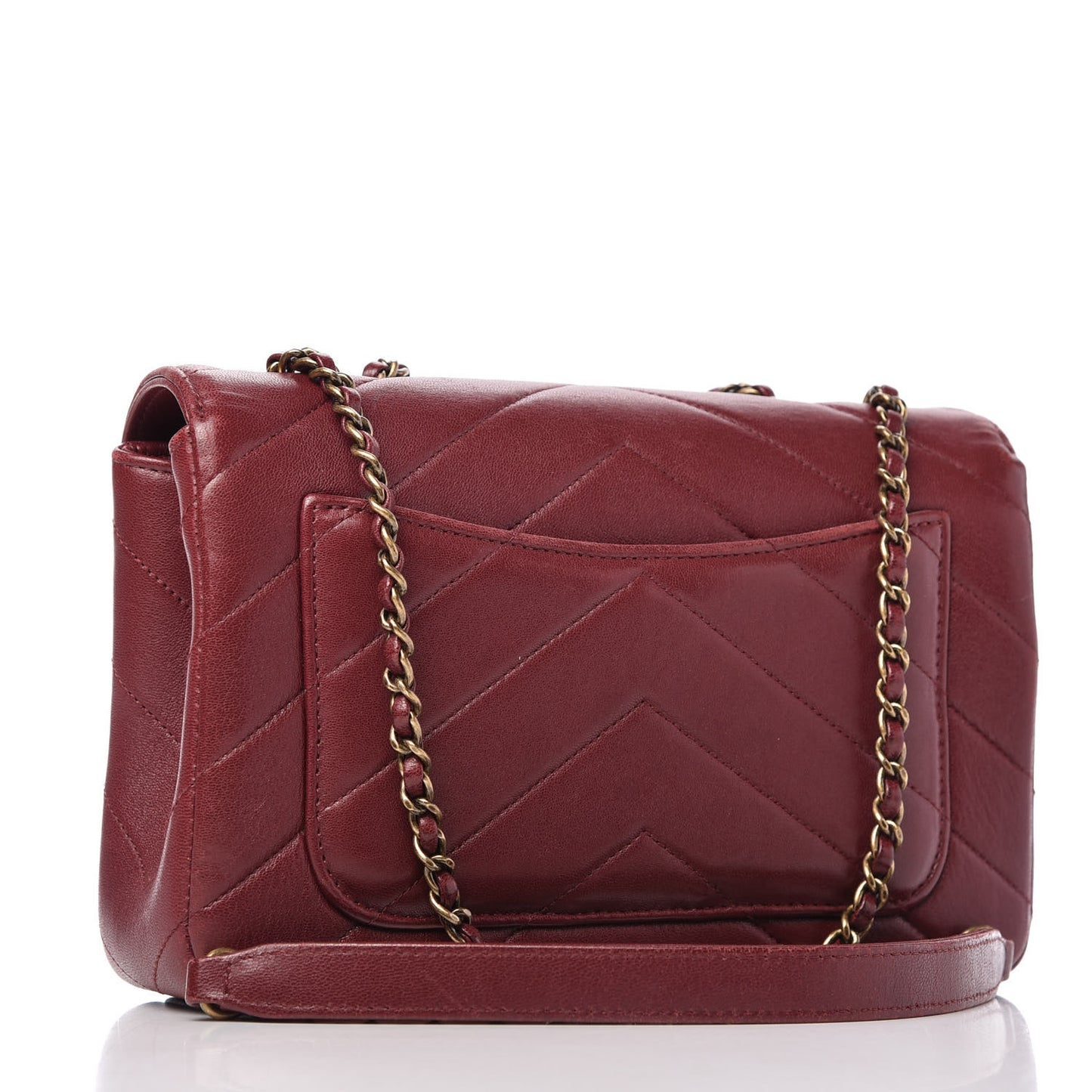 Lambskin Chevron Quilted Medium Coco Envelope Flap Red