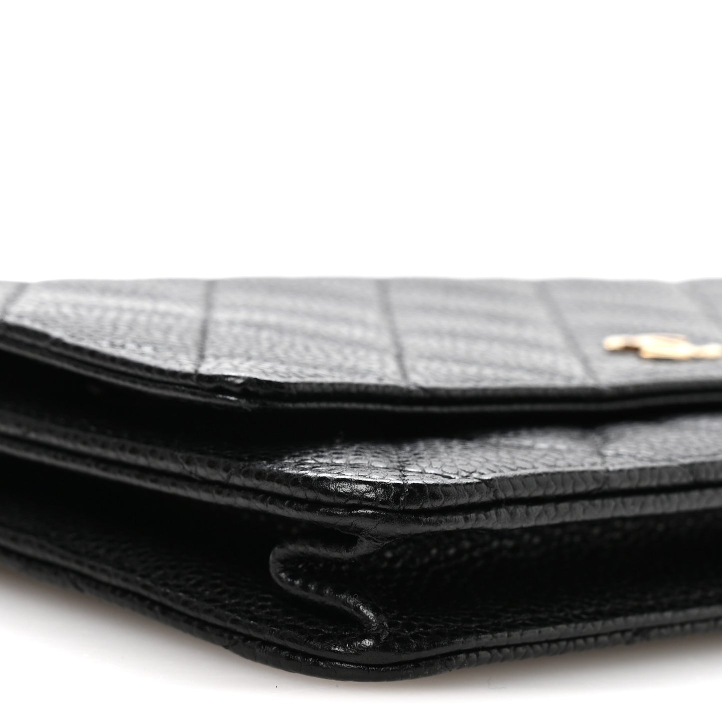 Caviar Quilted Wallet on Chain WOC Black