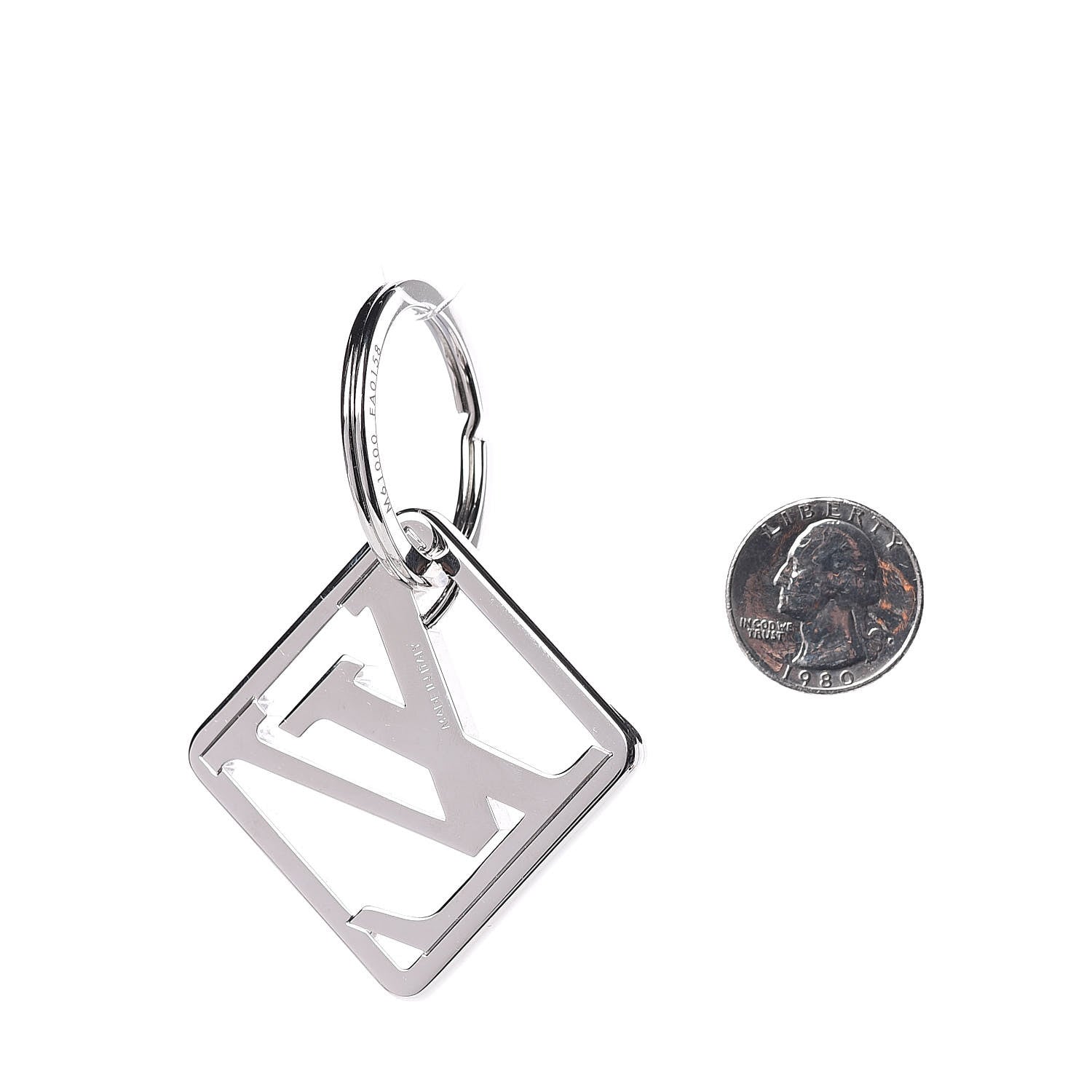 Louis Vuitton LV Logo Bag Charm Key Holder Silver 2 of 4