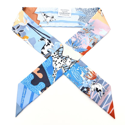 Hermes Silk En Liberte Twilly Bleu Rose Brun 1 of 4