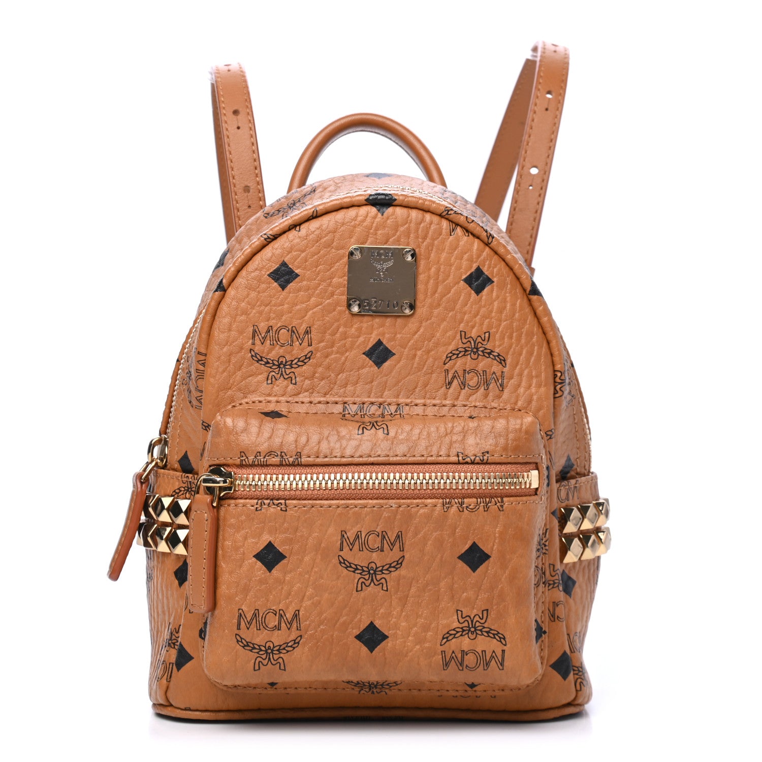 MCM Visetos Side Stud X-Mini Stark Backpack Cognac 1 of 6