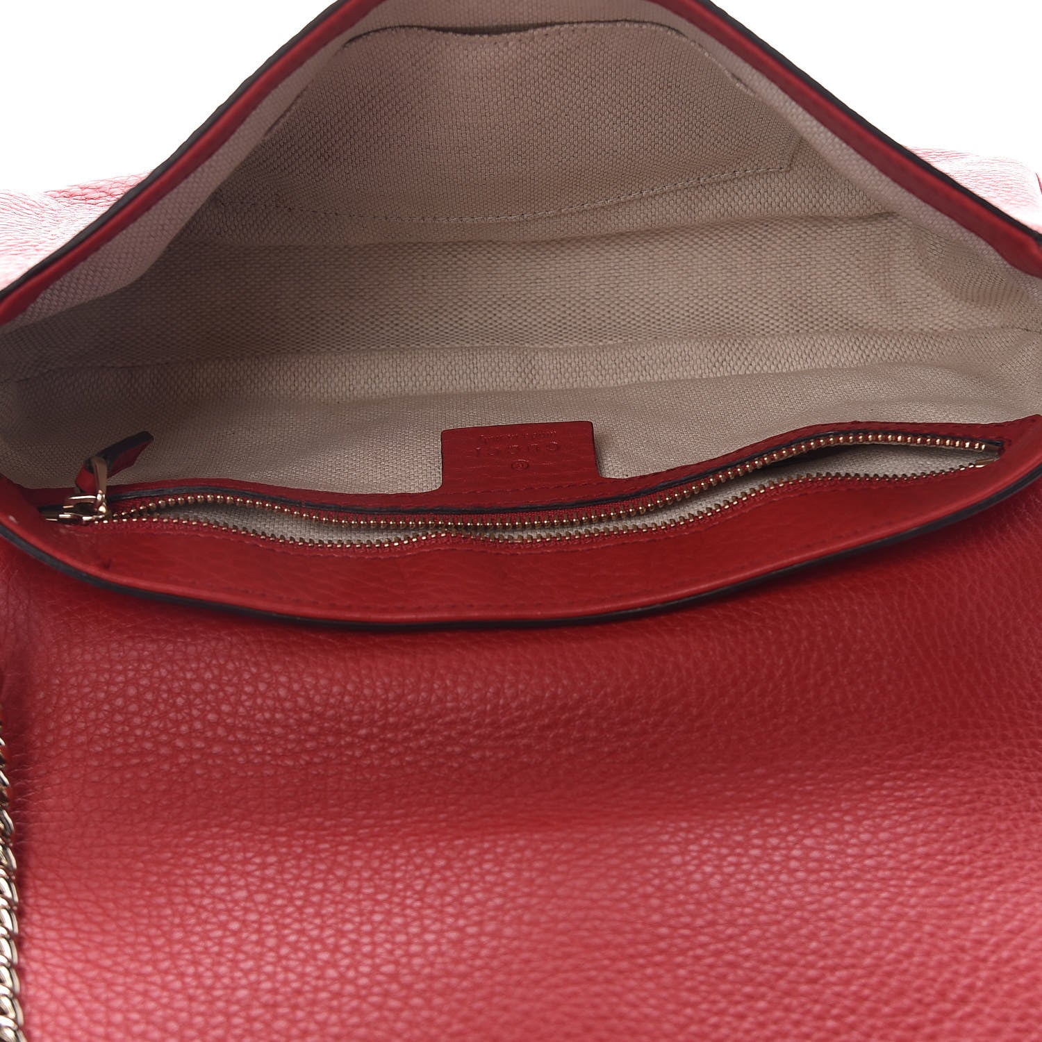 Gucci Pebbled Calfskin Medium Soho Flap Crossbody Red 5 of 11