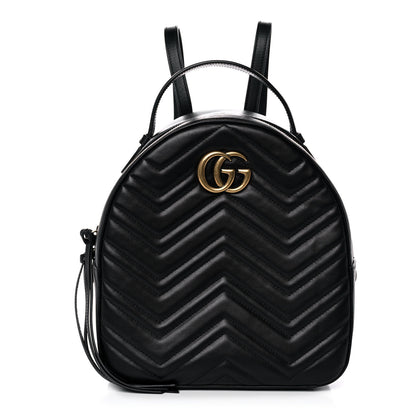 Gucci Calfskin Matelasse GG Marmont Dome Backpack Black 1 of 11