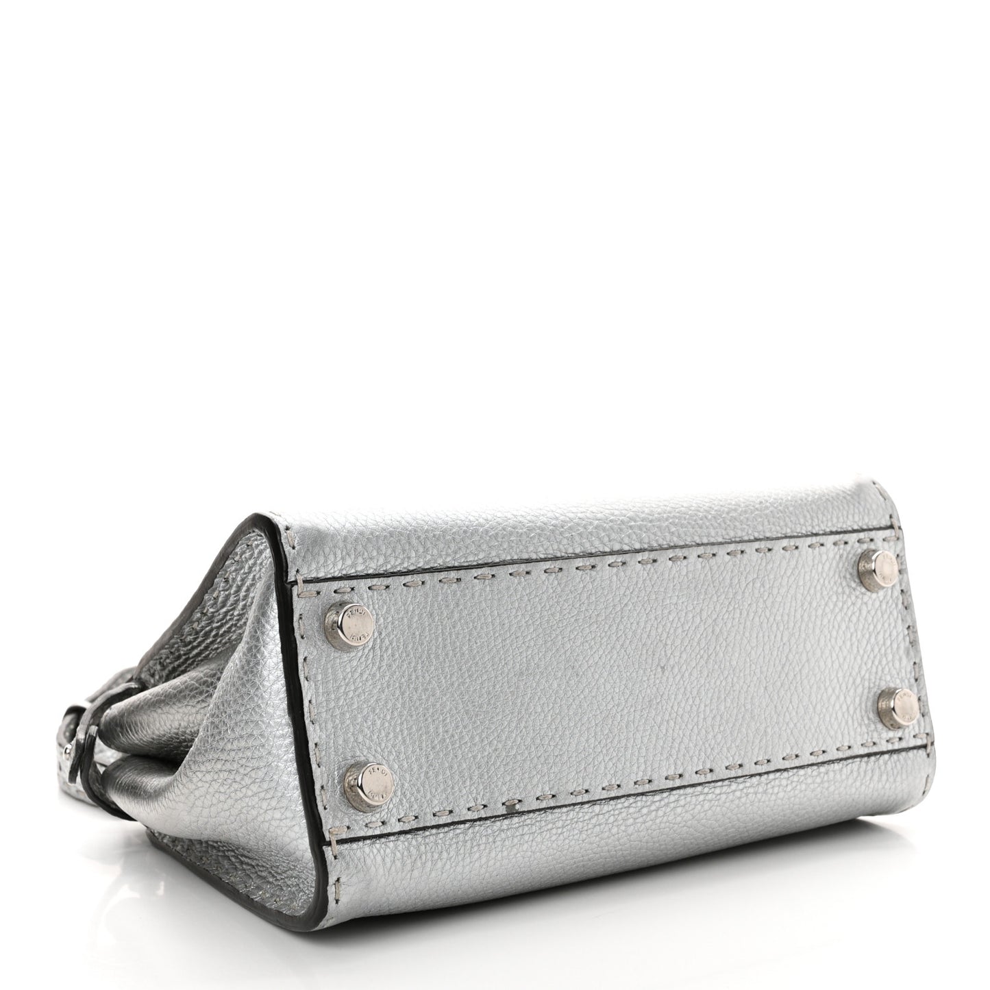 Cuoio Romano Lux Selleria Mini Peekaboo Iconic Satchel Argento