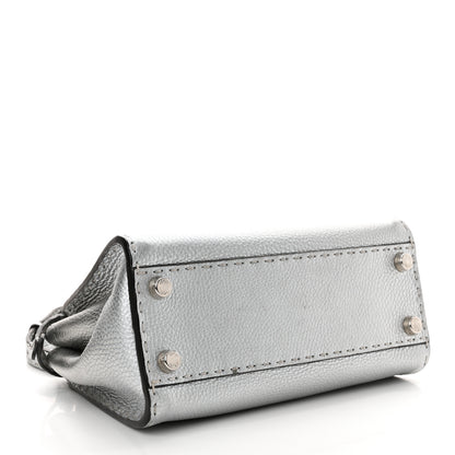 Fendi Cuoio Romano Lux Selleria Mini Peekaboo Iconic Satchel Argento 4 of 9