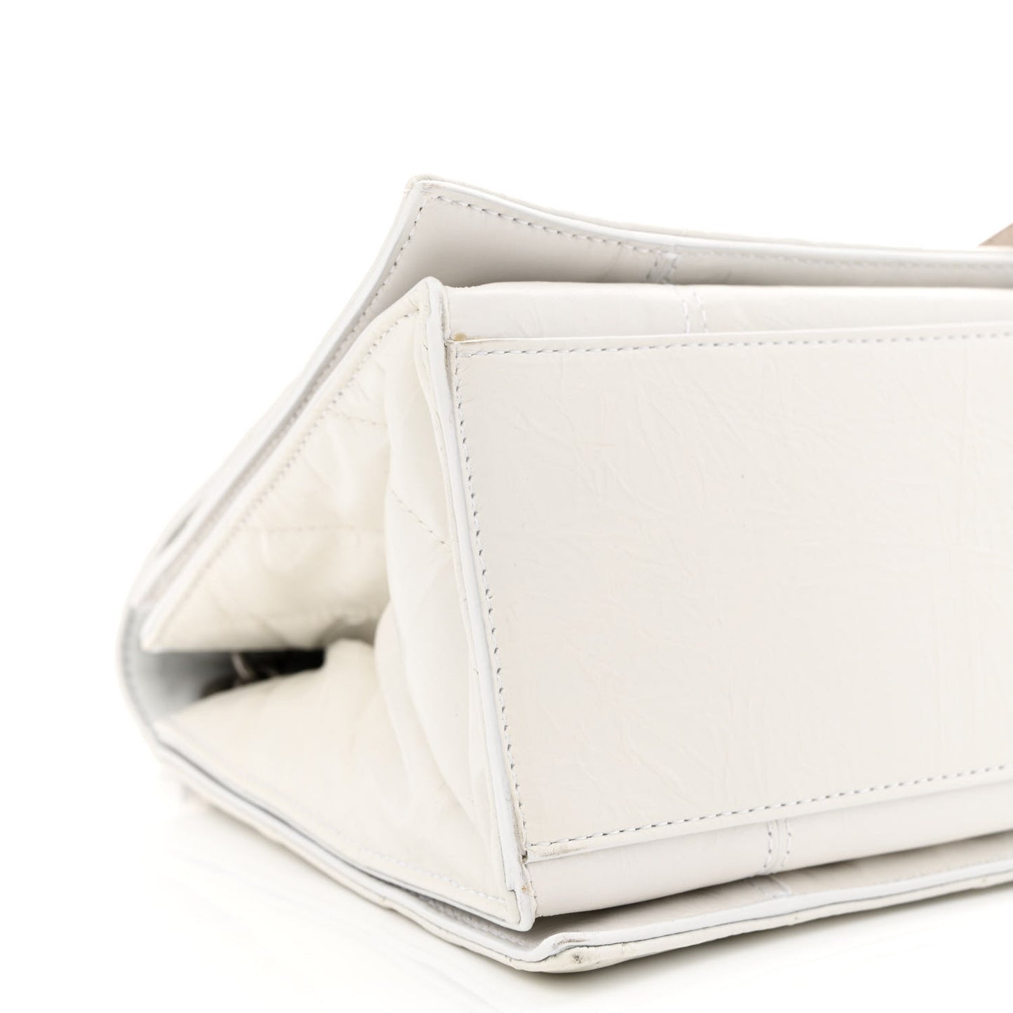 Crushed Calfskin Quilted Medium Crush Chain Bag Optic White