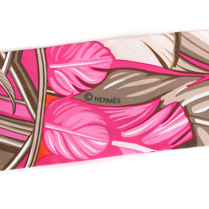 Hermes Silk La Danse Pacifique Twilly Orange Fuchsia Kaki 4 of 4