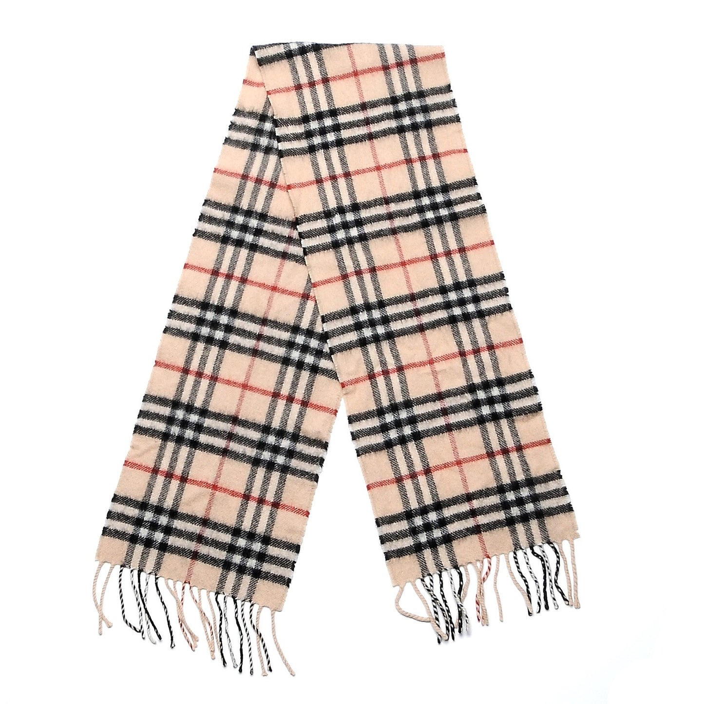 Cashmere House Check Fringe Scarf Camel