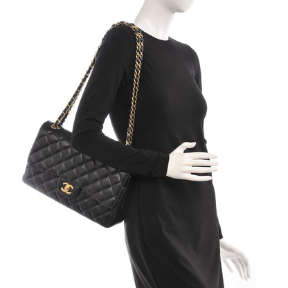 Chanel Lambskin Quilted Jumbo Double Flap Black 2 of 9