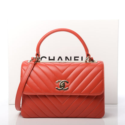 Chanel Lambskin Chevron Quilted Small Trendy CC Dual Handle Flap Bag Red 12 of 12