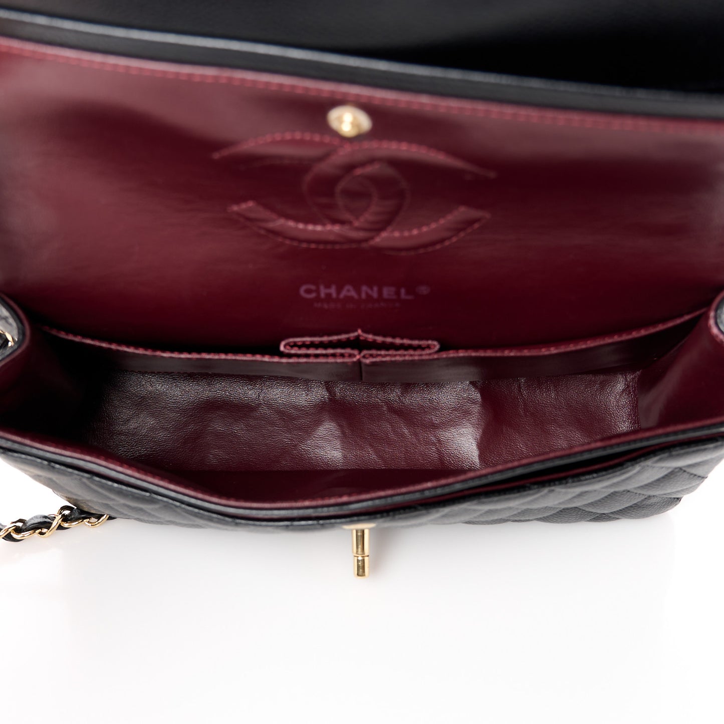 Caviar Quilted Medium Double Flap Black