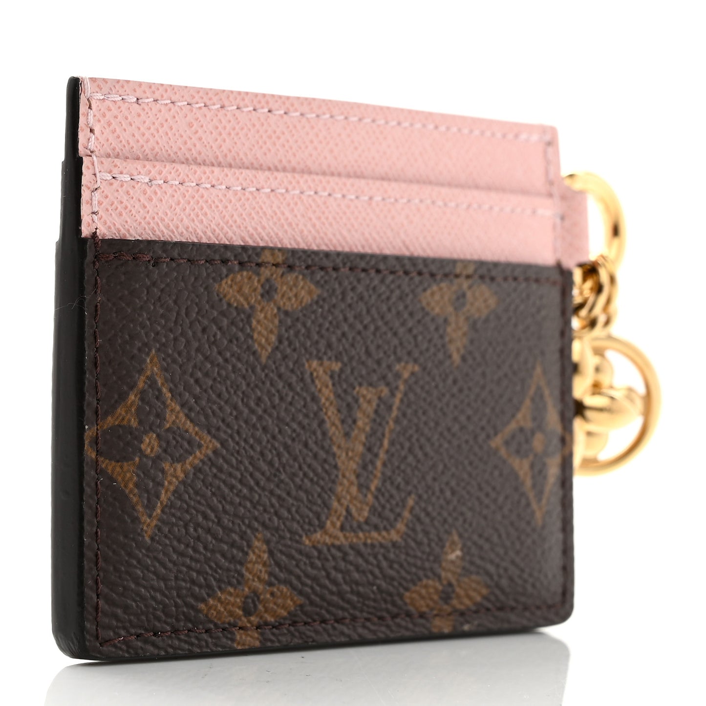 Monogram LV Charms Card Holder Rose Ballerine