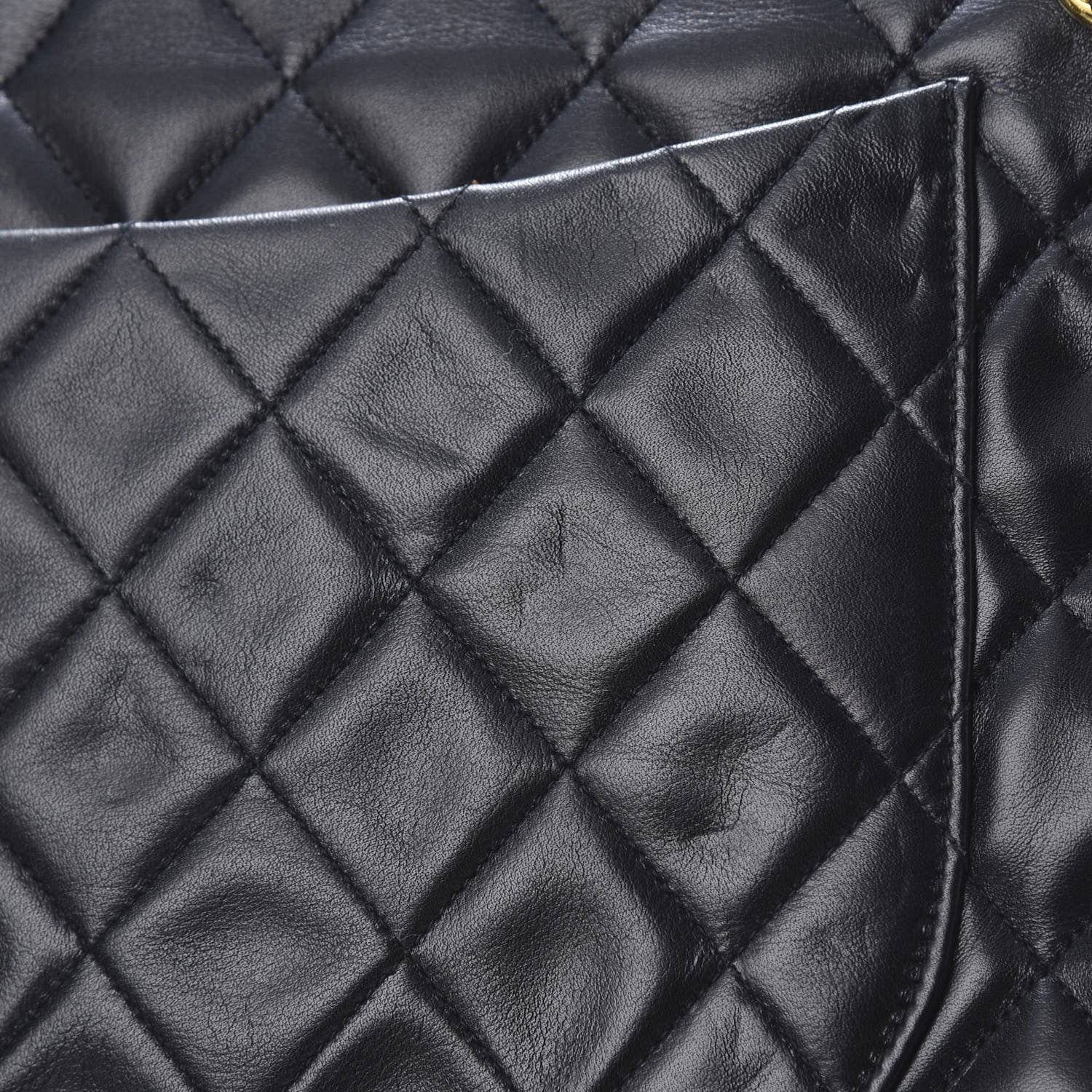 Chanel Lambskin Quilted XL Jumbo Single Flap Black 14 of 15