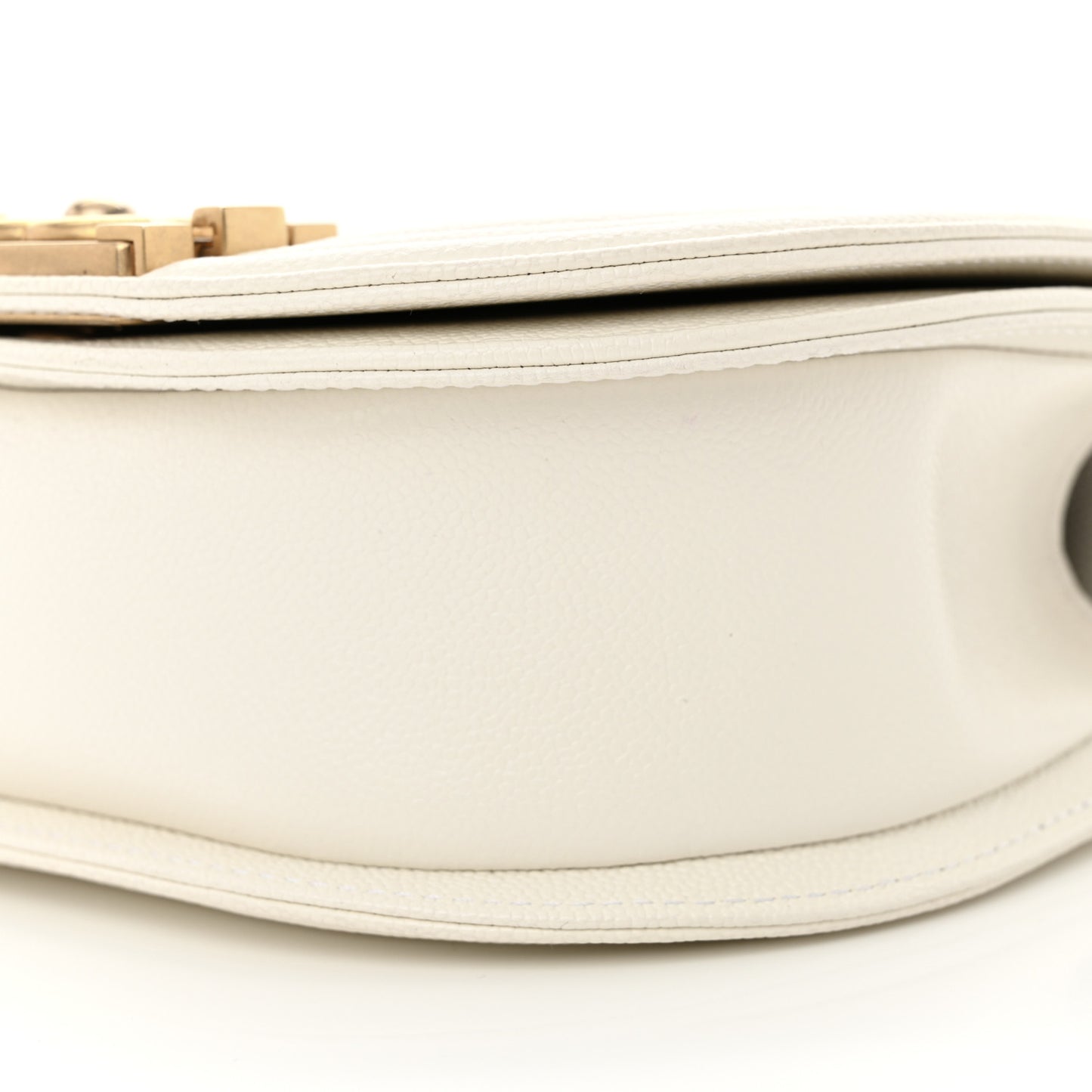 Caviar Quilted Small Boy Messenger Bag White