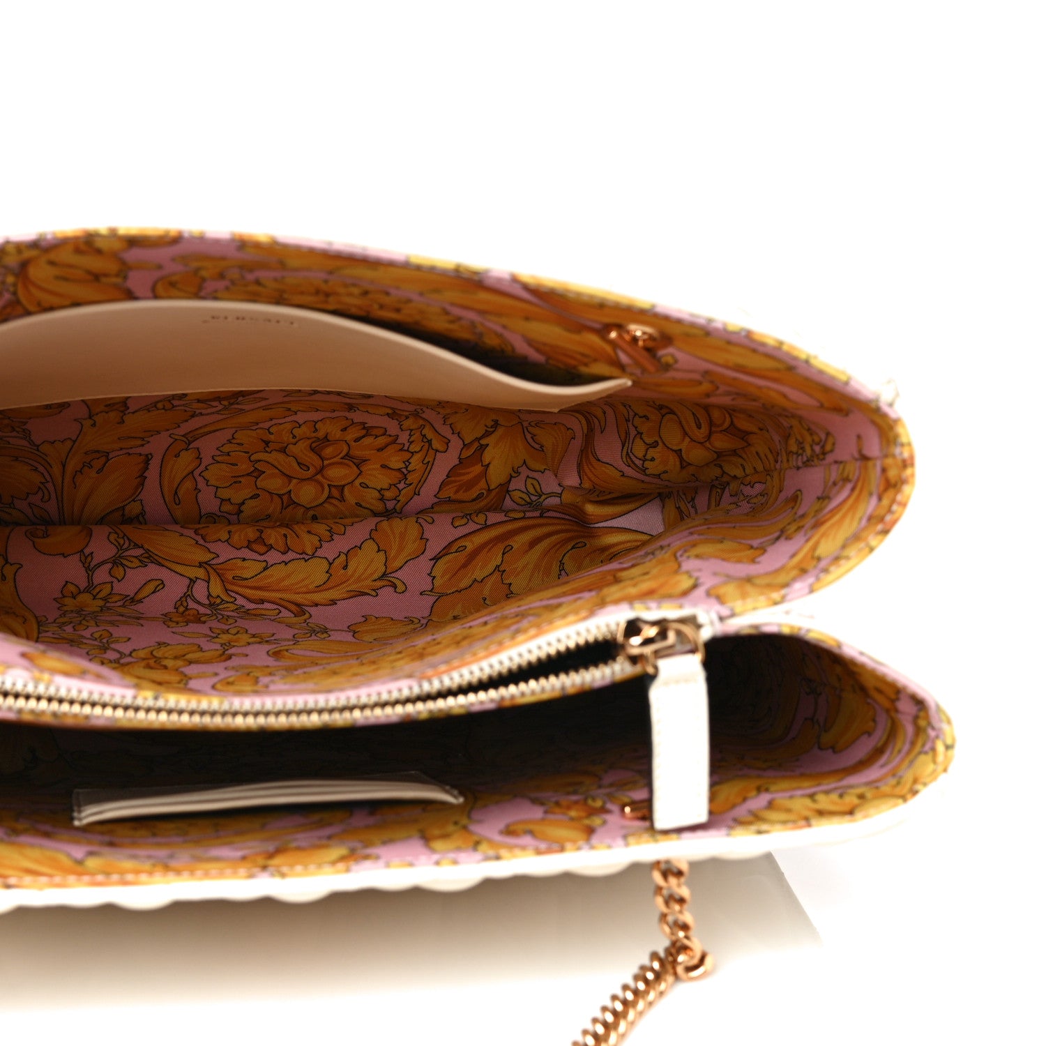 Versace Nappa Barocco Quilted Virtus Chain Shoulder Bag Ecru 5 of 10