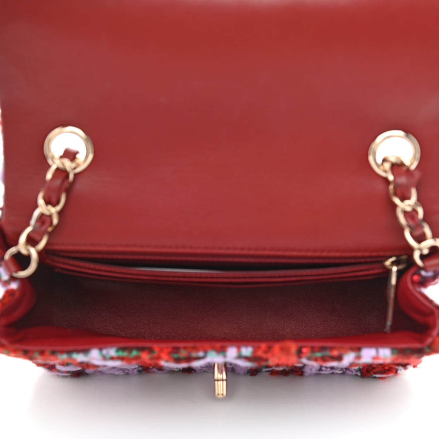 Chanel Tweed Quilted Mini Rectangular Flap Red Purple Green 5 of 10