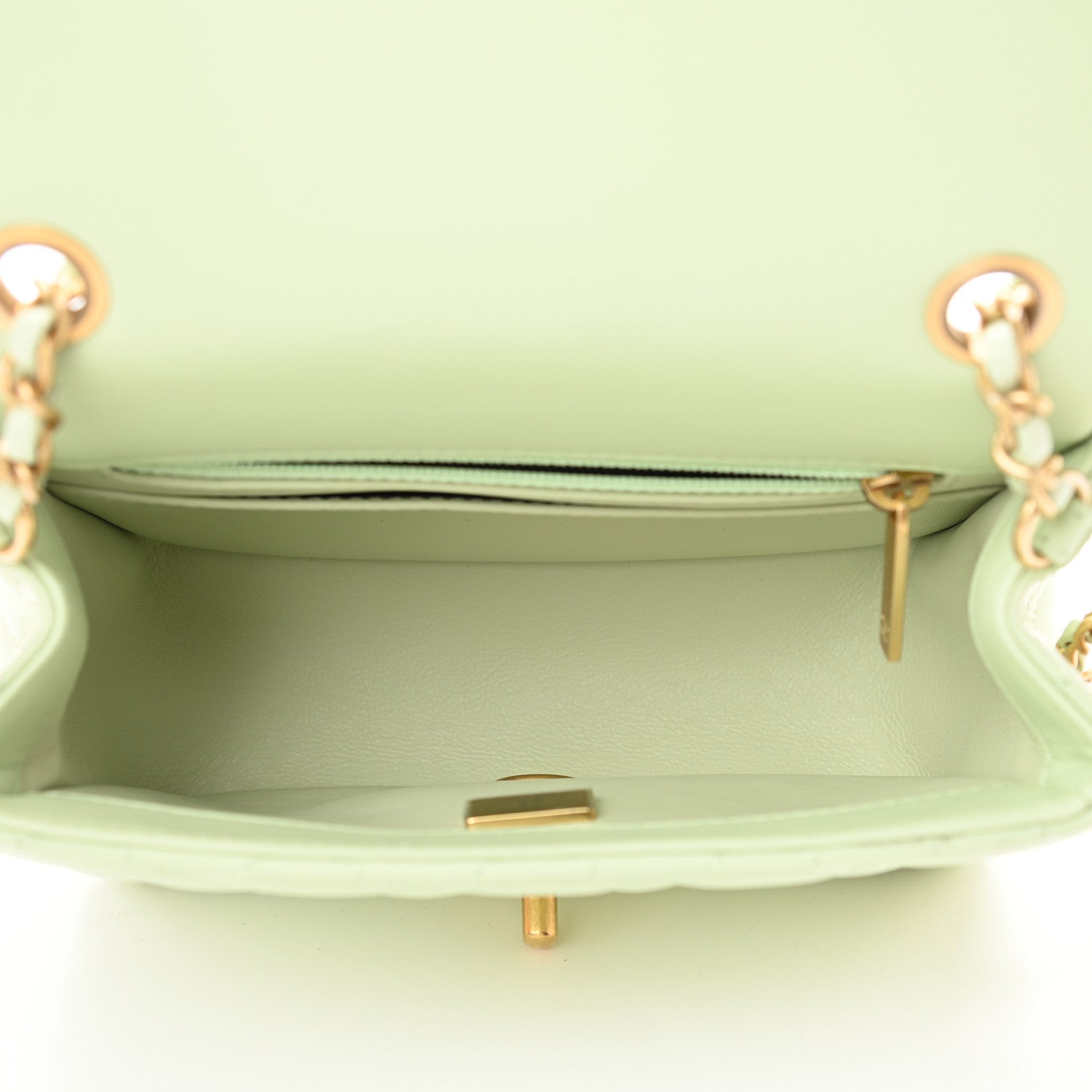 Chanel Lambskin Quilted Mini Pearl Crush Flap Light Green 5 of 9